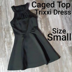 Trixxi Black Caged Halter Fit & Flare Dress With Chest Cutouts